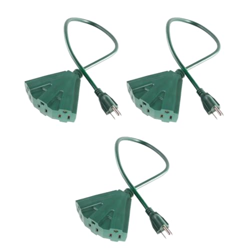 MaxWorks 51202 Heavy Duty 3-Ft Extension Cord (3 Pack), 16/3 SJTW, 3-Outlet, 125V/15A/1875W, ETL Approved, Indoor/Outdoor Use, Green – Converts 1 Outlet to 3 - size: 3-Pack