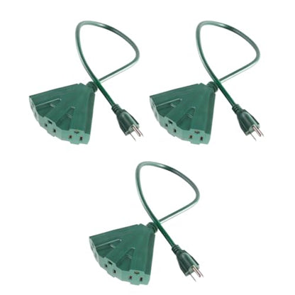 MaxWorks 51202 Heavy Duty 3-Ft Extension Cord (3 Pack), 16/3 SJTW, 3-Outlet, 125V/15A/1875W, ETL Approved, Indoor/Outdoor Use, Green – Converts 1 Outlet to 3 - size: 3-Pack