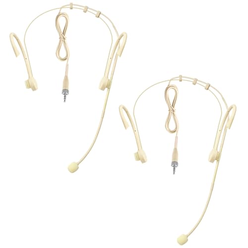 2 Pack Headset Headworn Microphone Foldable Earhook Face Mic for Sennheiser - color: Beige