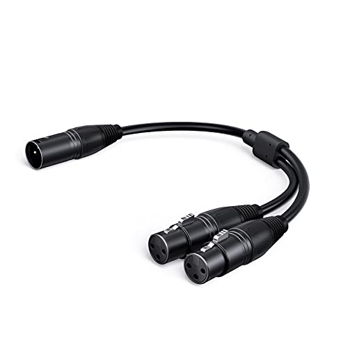 Balanced XLR Splitter Dual XLR Female to 1XLR 3Pin XLR Y-Split Patch Cable | 2XLR to 1XLR 3Pin Microphone Splitter for Studio Preamp,Equzalizer, speaker, Patch Bay, Studio Harmonizer, 1-feet - size: 1 Male XLR to 2 Female XLR, style: 1 Pack