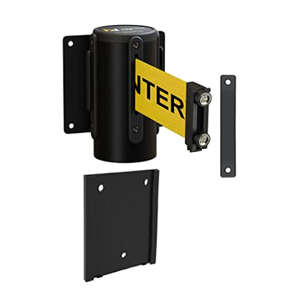Montour Line WM115 Wall Mounted Retractable Belt Barrier with Magnetic Belt End, Removable Mount, Black Casing (13 ft Yellow with "Caution - DO NOT Enter" Black Letters Belt) - color: Yellow with "CAUTION - DO NOT ENTER" Black Letters, size: 13 ft