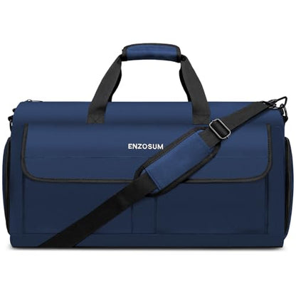Convertible Garment Bags for Travel, Large Suit Bag Garment Duffle Bag with Shoulder Strap & Shoes Compartment, Carry On Garment Bag for Men Women-2 in 1 Hanging Suit Bags for Travel, Blue - color: Blue