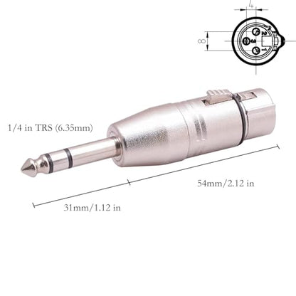 1/4 to XLR Adapter 4 Pack, 1/4" TRS to XLR (2 Pair), 2pcs Male to Male and 2pcs Male to Female, Balanced Quarter Inch 6.35mm Male to XLRMale/Female Adapters for Mixers, Microphones, Amplifiers - style: 1/4" TRS to XLR Adapter 4 Pack
