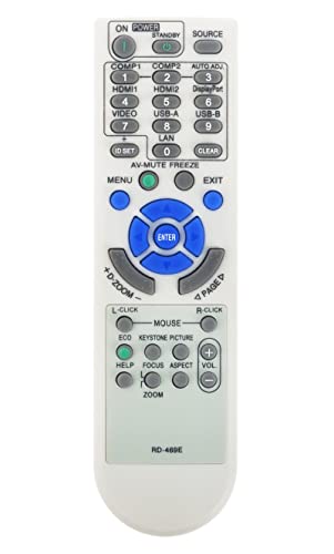 RD-469E Replacement Remote Control Compatible with NEC Projector VE303X | VE303 V302X NP-PA622X NP-M323W NP-M322W NP-PA621U NP-M333XS NP-M352WS NP-PA521U NP-M353WS NP-M302WS V302W V332X V332W V302H