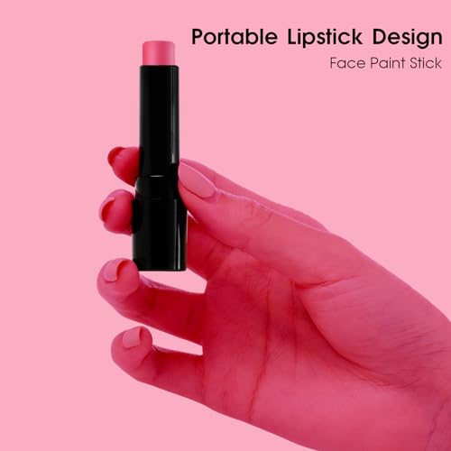 BADCOLOR Pink Face Body Paint Stick, Cream Blendable Full Coverage Eye Black Facepaints for Adult, Professional Hypoallergenic Face Painting Kit for Halloween Special Effects Cosplay Party - color: 1PCS Pink