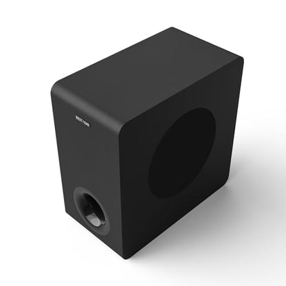 Bestisan Powered Subwoofer, 6.5“ Side-Firing Woofer | Small Home Audio Subwoofer in Slim Compact Design for Receiver, RCA, LFE, AUX Input, High-Level Speaker Input & Output