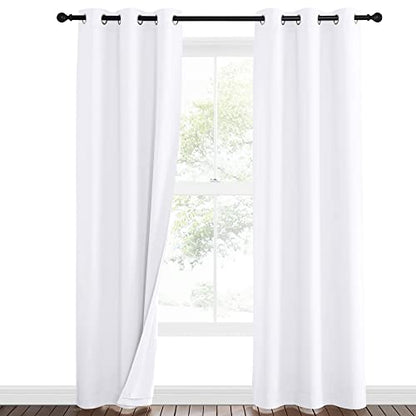 NICETOWN Sound Barrier 100% Blackout Divider Curtains 84", Noise, Heat and Cold Blocking Drapes with Felt Fabric Lining for Noise Reducing/Nursery/Daytime Sleep/Bedroom (White, 2 PCs, 34" Wide) - color: Pure White, size: 34"W x 84"L (Pack of 2)