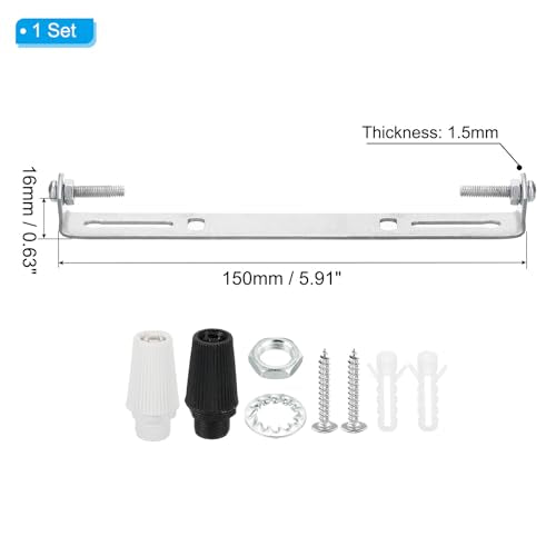 PATIKIL 150mm Ceiling Light Plate Kit, 1 Set Light Fixture Mounting Bracket Plate Steel Crossbar for Home Pendant Wall Light with Screw Washer Nut 2 Color Cap - size: 150mm