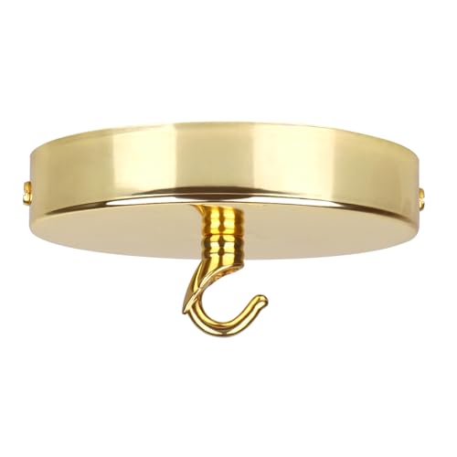 Helunsi Ceiling Canopy Kit, Gold Chandelier Pendant Light Canopy Kit, 4-3/4 Inch Ceiling Light Cover Plate with DIY Lamp Hook, Hanging Lamp Fixture Plate Base - Rated 20lbs - color: Gold