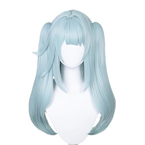 Faruzan Wig for Women with Blue Double Ponytail Heat Resistan Synthetic Fiber Hairs for Unisex Adult Halloween Christmas Cos Anime Party Replacement Wigs - color: Blue Double Ponytail