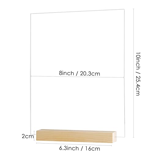 8x10 Inch Clear Acrylic Sign with Holder- 6 Pack Blank Clear Acrylic Sheets and Wood Stands, DIY Blank Table Sign for Wedding Party Reception (6 Pack 8x10 Inch) - color: Clear