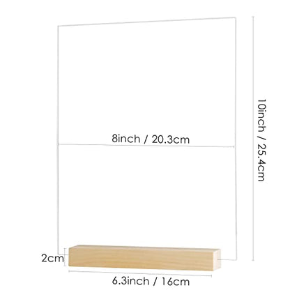8x10 Inch Clear Acrylic Sign with Holder- 6 Pack Blank Clear Acrylic Sheets and Wood Stands, DIY Blank Table Sign for Wedding Party Reception (6 Pack 8x10 Inch) - color: Clear