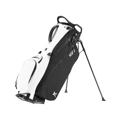KVV Lightweight Golf Stand Bag with 7 Way Full-Length Dividers, 5 Zippered Pockets, Automatically Adjustable Dual Straps，Elegant Design - color: Black/White