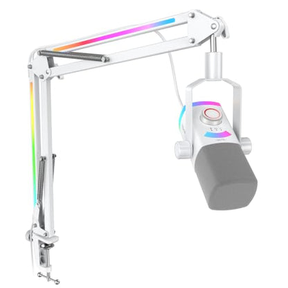 FIFINE AM8PROTW Streaming Microphone Kit for Gaming, XLR/USB Dynamic Mic | PC Microphone with RGB Boom Arm Stand, Mute Tap, 3-in-1 Volume Knob, Audio Balance, for Podcast Vocal, White - color: White