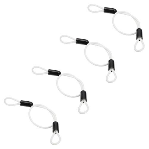 PATIKIL 3/16" Dia Vinyl Coated Stainless Steel Cable with Loops, 4 Pcs 2 ft (20") Flexible Wire Rope Security Chain Lanyard Lock for Outdoor Stage Lighting Luggage Lock, White - color: White, size: 3/16"x2 ft