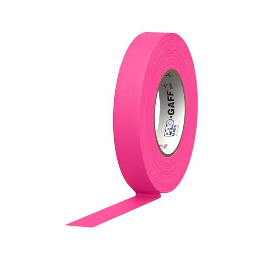 1" Width ProTapes Pro Gaff Premium Matte Cloth Gaffer's Tape With Rubber Adhesive, 50 yds Length x, Fluorescent Pink (Pack of 1) - size: 1" x 50 yds (Pack of 1), style: Vibrant