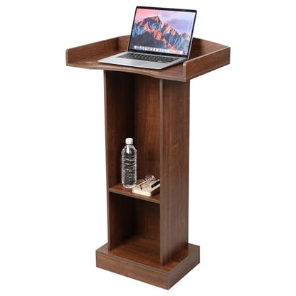 Podium Stand for Lectern Presentation Church Classroom, Pulpit with Wooden Heavy Base, Oak Podium for Lecture, Wedding Speech - color: Oak