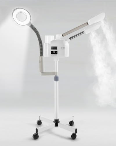 Artist hand Professional Facial Steamer with 5X LED Magnifying Lamp 3 in 1 | Hot and Cold Facial Steamer Professional Facial Machine, Esthetician Steamer for Facial Fast Heating Beauty Salon Spa Home - size: White Hot & Cold & Magnifire Lamp