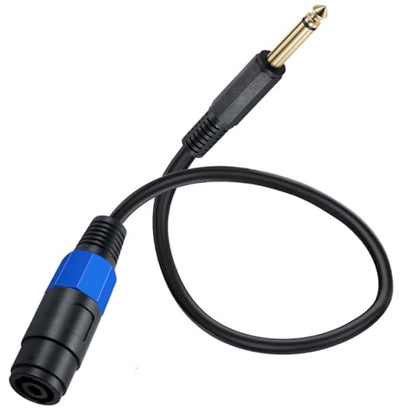 6.35mm Male TS Plug to Speakon Female Speaker Cord (50cm) | Speakon to 1/4" Mono Speaker Cable, Female Speak-on Jack to 6.35mm TS Plug for DJ/PA Speaker Cord (6.35mm Straight)