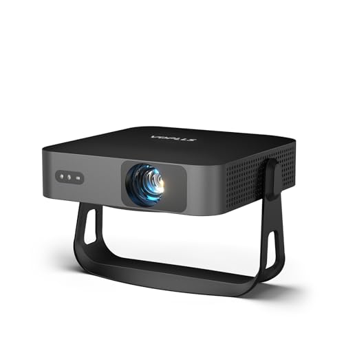 【360°Adjustable Stand & Native 1080P】Thinnest 1.81" Smart Mini Projector with WiFi and Bluetooth, Auto Focus & Keystone Portable Outdoor Projector, VOPLLS 4K Support Home Movie Projector(Deep black) - color: Deep black
