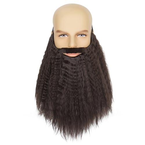 Yan Dream Long Synethetic Fake Beard Wizard Fake Beard and Mustache for Adult Cosplay Halloween Party - color: Brown