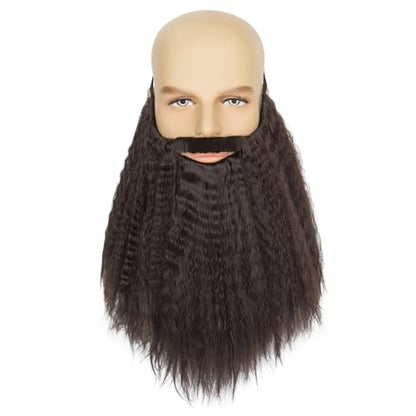 Yan Dream Long Synethetic Fake Beard Wizard Fake Beard and Mustache for Adult Cosplay Halloween Party - color: Brown