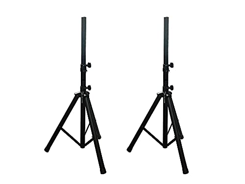 PAIR (2) Alphasonik PRO Universal Adjustable Height DJ PA Speaker Tripod Stands Constructed Heavy Duty Durable Steel Tubing for Strength Security Light Weight for Easy Mobility Safety PIN, Screw Locks - style: 2-Stands