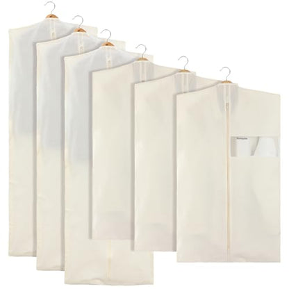 Aliceset 6 Pcs 40'' and 65'' Cotton Garment Bags for Hanging Clothes Canvas Suit Bags for Clothes Coats Jackets Shirts Closet Storage Travel Gusseted Hanging Garment Cover - size: 40 inches 65 inches