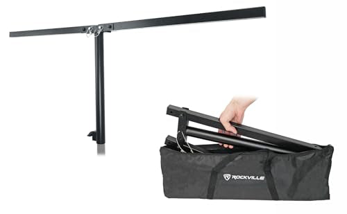 Rockville ACC-B Collapsible T-Bar Lighting Bar for 35MM Pole Stand, Travel Bag Included, 4 Light Mounts, Portable, Perfect for DJs/Events/Lights | Steel Construction, 200 lbs Load Capacity, 48" Wide, 4 Hang Holes, Collapsible, Includes Travel Bag and Moun