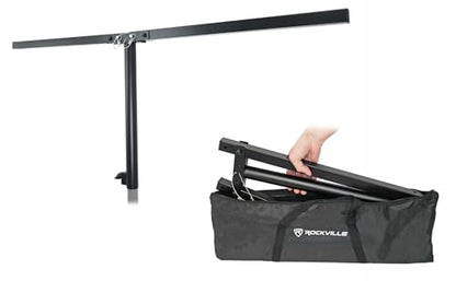 Rockville ACC-B Collapsible T-Bar Lighting Bar for 35MM Pole Stand, Travel Bag Included, 4 Light Mounts, Portable, Perfect for DJs/Events/Lights | Steel Construction, 200 lbs Load Capacity, 48" Wide, 4 Hang Holes, Collapsible, Includes Travel Bag and Moun