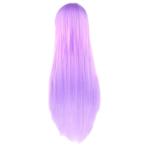 80cm Long Straight Natural Hair Cosplay Wigs with Bangs Colorful Halloween Costume Party Wig for Women (Bright Purple) - color: Bright Purple
