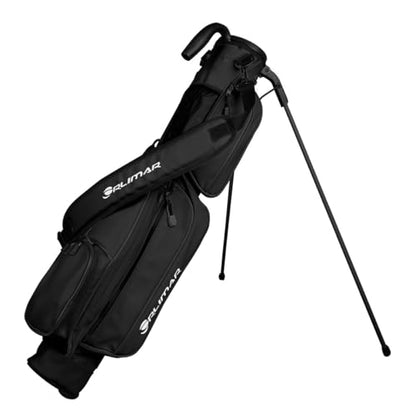 Orlimar Pitch 'N Putt Elite Sunday Golf Bag with Stand | Synthetic Leather, Lightweight, Small, Carry Handle, Rain Hood Cover, For A Few Clubs, Par 3, Driving Range, Men & Women - color: Black