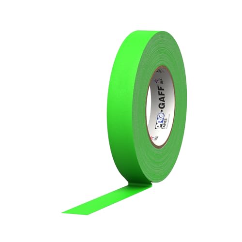 ProTapes Pro Gaff Premium Matte Cloth Gaffer's Tape with Rubber Adhesive, 50 yds Length x 1" Width, Fluorescent Green (Pack of 1) - size: 1" x 50 yds (Pack of 1), style: Functional (Fluorescent)