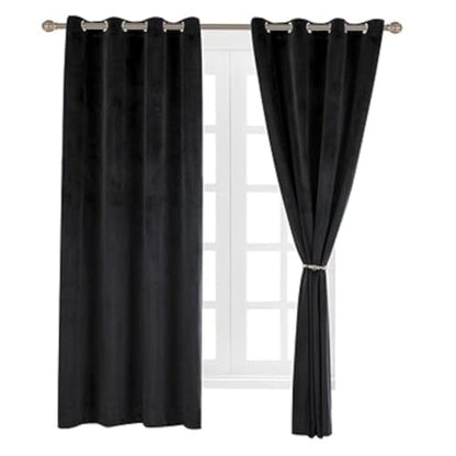 Cherry Home Set of 2 Velvet Thermal Blackout Curtain Panel Drapes Grommet Draperies Eyelet 52Wx84L inch Black(2 Panels) Theater| Bedroom| Living Room| Hotel - color: Black, size: 52"W x 84"L (Pack of 1)