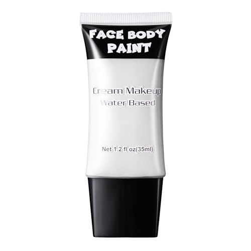 White Face Paint, Professional Face Painting Kit, Cream FX Water Based Body Paint, Full Coverage Foundation Makeup, SFX Makeup For Halloween Clown Joker Skeleton Corpse Zombie Vampire Cosplay