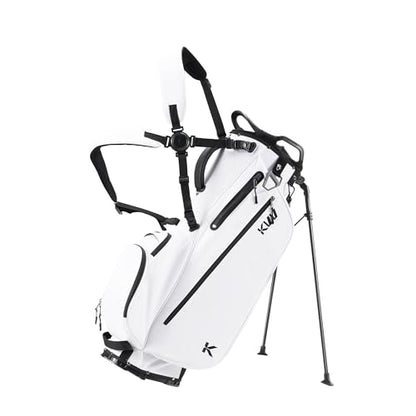 KVV Lightweight Golf Stand Bag with 7 Way Full-Length Dividers, 5 Zippered Pockets, Automatically Adjustable Dual Straps，Elegant Design - color: White