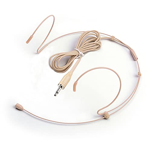 Microphone Headset Discreet Headworn Earset Over Ear Mic for Portable Voice Amplifier, Ideal for Lectures – Beige