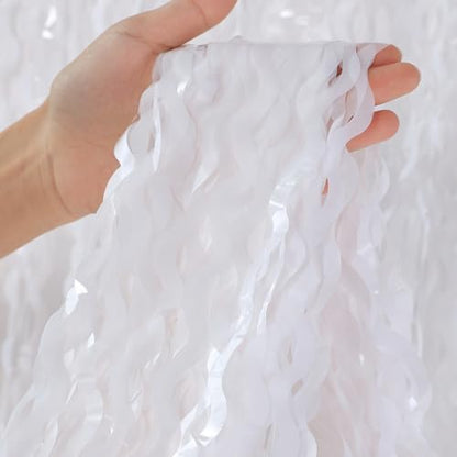 3Pcs Wavy White Metallic Tinsel Curtain Foil Fringe Backdrop,3.3 ft x 6.6 ft Streamer Photo Booth Props for Party Door Wall Curtains Bachelorette Birthday - color: Pure White