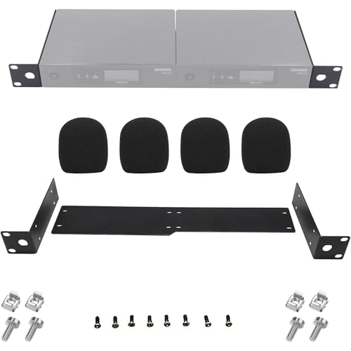 Rackmount Bracket Kit fit for Sure QLXD4 Receivers Wireless System Mount on 1U Standard 19'' Rack Distribution, with Microphone Inner Foam Accessory (Bracket for 2 Receivers)