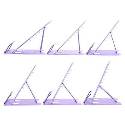 Honagu Metal Desk Book Holder, Hands Free Adjustable Cookbook & Document Holder, Portable Bookstand for Music Books, Textbooks, Recipes, Tablets & iPads (Purple) - color: Purple