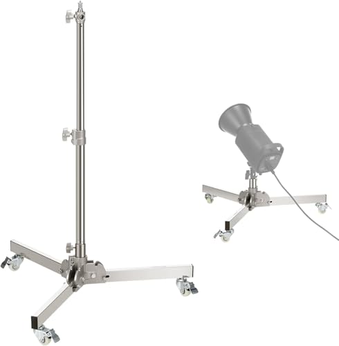 NEEWER Heavy Duty Light Stand with Casters, Max Height 3.2ft/98cm, Stainless Steel Foldable Adjustable Tripod, Photography Light Stand for Speedlight Softbox Monolight, Max Load 22lb - style: Light Stand with Casters