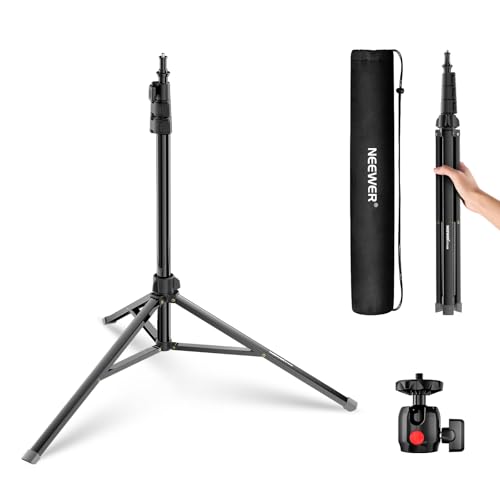 NEEWER Photography Light Stand 1.8-6.6ft/56-200cm with Ball Head 1/4" Screw, Max Load 8.8lb/4kg Aluminum Portable Studio Lighting Tripod, Phone Video Stand for Strobe Light Softbox DSLR Camera, ST200B