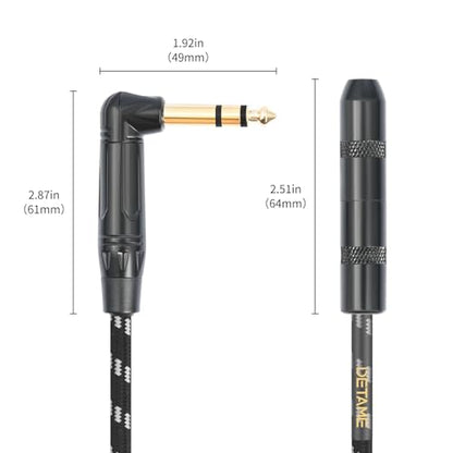 1Feet Right Angle 1/4 6.35 TRS Male to Female Stereo Audio Cable,6.35MM TRS Male to Female Stereo Headphone Guitar Extension Cable Cord - size: 1Feet