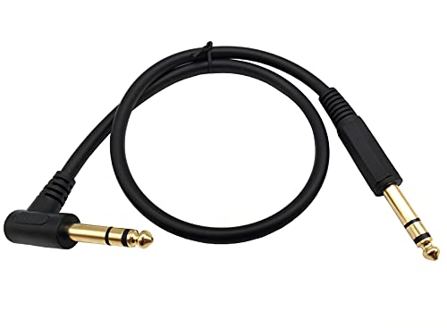 1/4 Inch Guitar Instrument Cable, 90 Degree Angle 6.35mm TRS Jack Male to 1/4 Inch TRS Male Stereo Speaker Audio Cable for Electric Guitar, bass Guitar, Electric and More(1.6ft/50cm) - color: 1.6ft/50cm