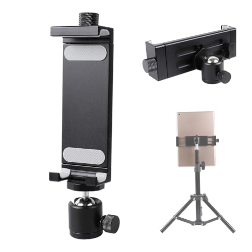 Aluminum Tripod Mount Adapter for iPad, 360 Rotatable Tablet Holder Compatible with iPad Pro/Air/Mini, Samsung Tab and Other 4.7" -15" Tablets - size: 1/4" Ball Head