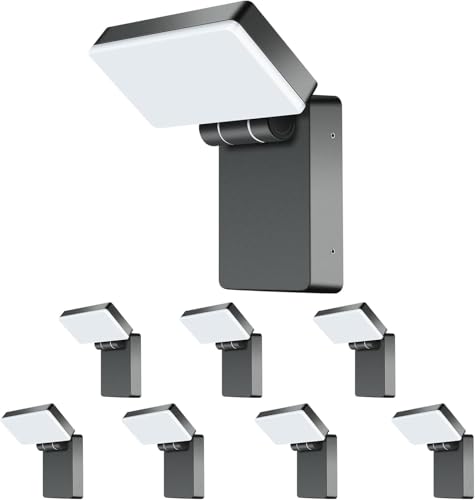 ledmo 40W LED Outdoor Wall Light, 3000LM 5000K Daylight Exterior Security Floodlights, IP65 Waterproof Modern Wall Pack with 360° Rotate and 180° Fold Adjustable Head Black Aluminum Housing - size: Small/8Pack