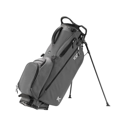 KVV Lightweight Golf Stand Bag with 7 Way Full-Length Dividers, 5 Zippered Pockets, Automatically Adjustable Dual Straps，Elegant Design - color: Charcoal