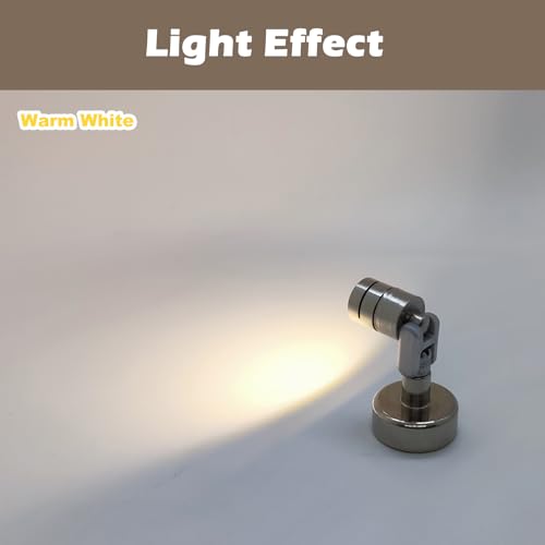 Suzeyar Metal Miniature LED Light,Tiny Spot Lights with Magnet Base,Battery Operated LED Lights,Wireless Miniature Spot Light for Artwork Painting,Jewelry Showcase,DIY Hand Craft (Warm White) - color: Warm White