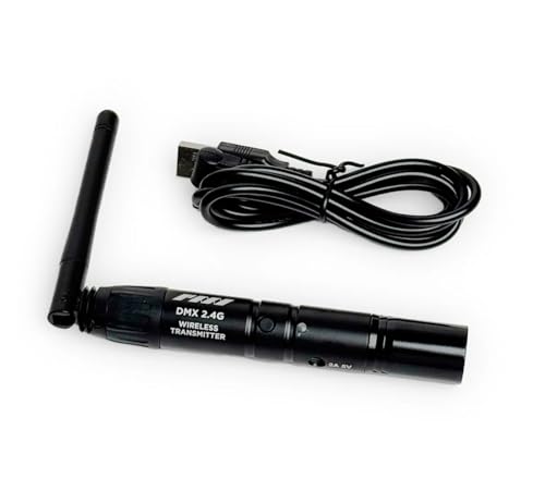 PMI Wireless DMX Transmitter – 2.4GHz Long-Range DMX512 Control for SmokeNINJA Pro – Works with PMI 2.4G Wireless DMX Receiver – USB-Powered, 100m Range, 3-Pin DMX Console Connection