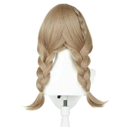 Brown Double Braids Librarian Cosplay Wig Heat Resistan Synthetic Fiber Hairs for Uniex Adult Halloween Christmas Cos Anime Party Replacement Wigs - color: Brown Double Braids